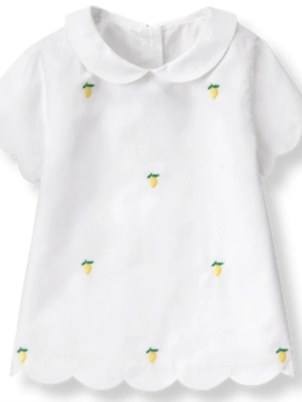 Janie & Jack • Girls, White, Lemon Embroidered Peter Pan Collar Top • 6-12 MOS
